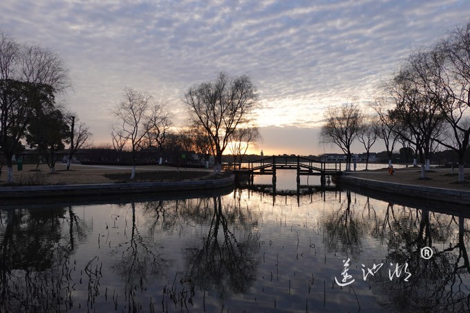 莲池湖上看日出