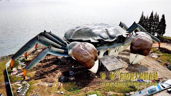 阳澄湖岸边现巨型大闸蟹地标建筑 