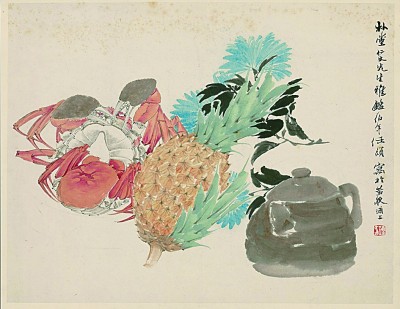 菠萝菊蟹页（中国画） 任颐