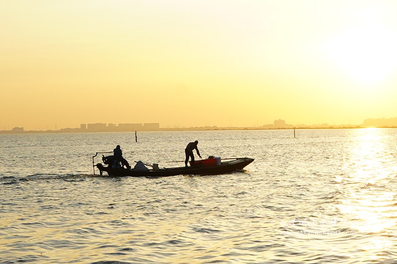阳澄湖上早行的养蟹人