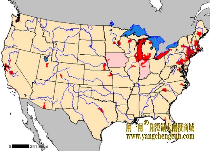 美国大闸蟹分布