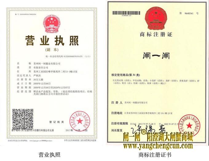 营业执照和商标注册证书