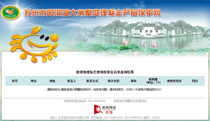 阳澄湖大闸蟹品牌搜索结果